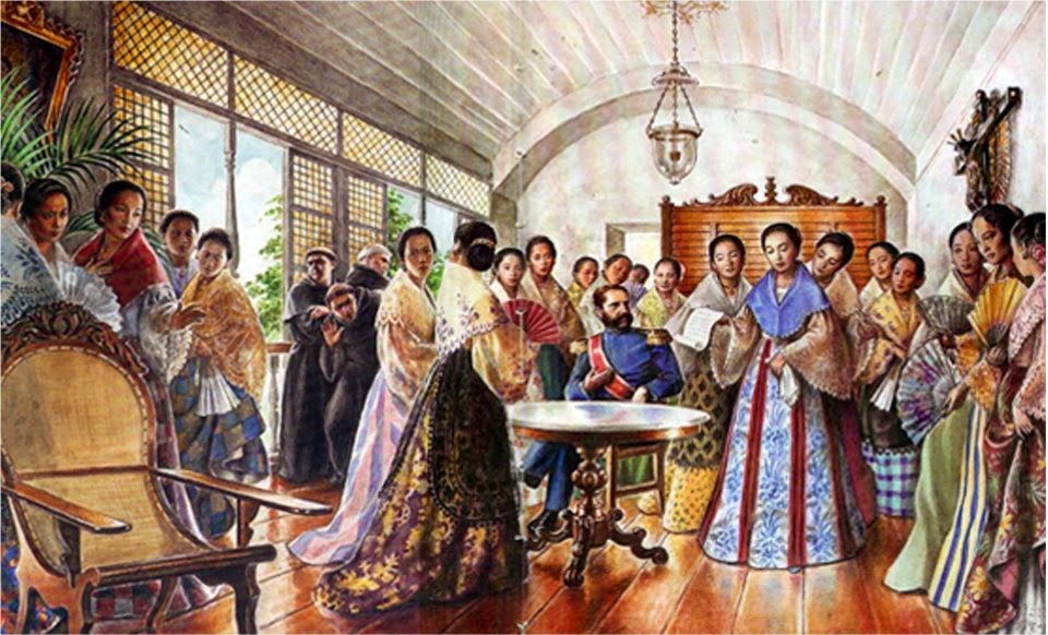 Illustration depicting the young women of Malolos during their historic meeting